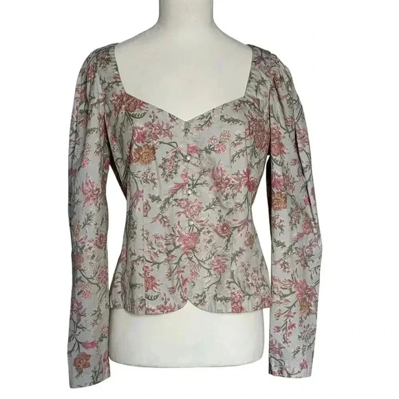 La Vie Rebecca Taylor Women’s Lidia Vine Top In Pebble  Size M - Picture 2 of 10